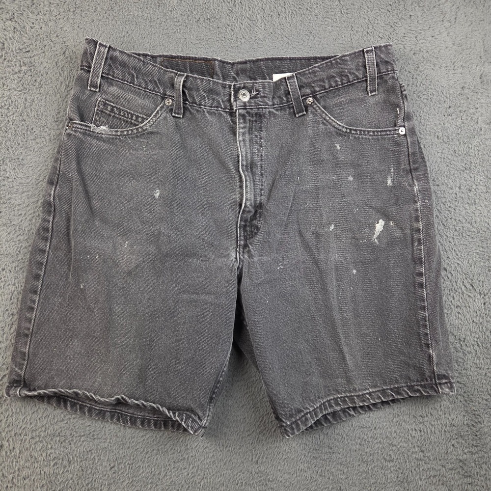 Vintage Levi's Orange Tab Jean Shorts 36 Jorts 550 Denim Black/Gray 90s Relaxed